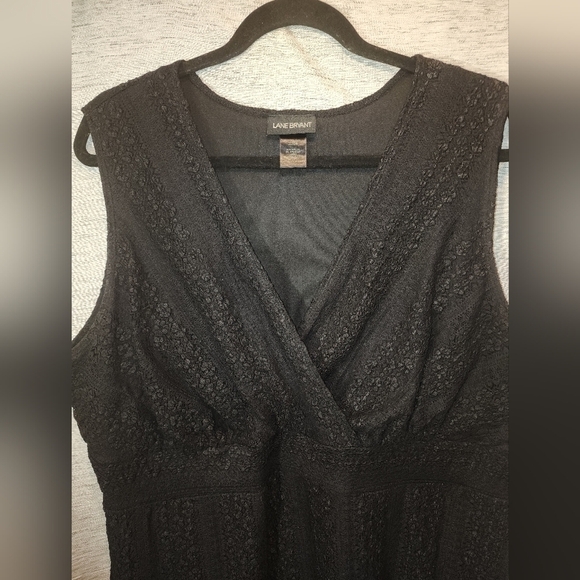 Lane Bryant 22/24 Peplum Sleeveless Black Top Lace V-Neck Empire Waist - Picture 5 of 7